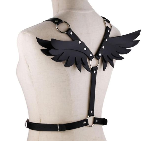 Kmvexo Wings Arnés de cuero Bondage Halterneck Beach Beach Collar Gótico Collares de hombro Gotos de joyas de fiesta sexy Declaración de joyas 9731777777