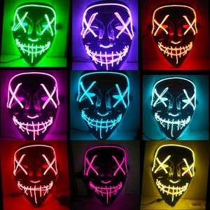 Máscara de fiesta Máscaras con luz LED El año de elección de purga Gran festival divertido Suministros para disfraces de cosplay Resplandor