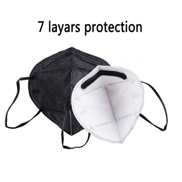 Máscara protectora negra para adultos de 7 capas Máscaras faciales desechables transpirables a prueba de polvo Entrega gratuita