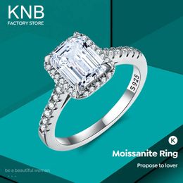 KNB Emerald Cut Rechthoek Diamanten Trouwringen voor Vrouwen Echt 925 Sterling Zilver Engagement Luxe Kwaliteit Sieraden 240130