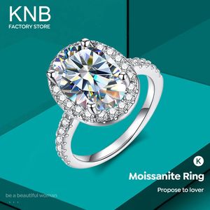 KNB Luxury 3CT Big Moissatine Diamond Wedding Wedding Rings Halo Halo Anillos para mujeres 925 Sterling Silver Fine Jewelry 240428