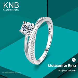 KNB Luxe X Vorm 1CT Diamantringen voor vrouwengeschenken 925 Sterling Silver Solitaire trouwring Fijne sieraden 240417