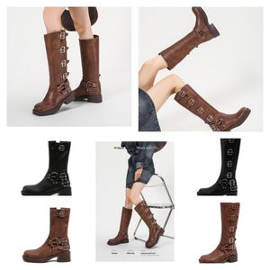 Knie enkelontwerper liet boven de laars originele schoenen winter verstelbare riemen canvas zipper veters damesmeisjes sexy veter dames hoge hakken lange laarzen 659 s 659 s