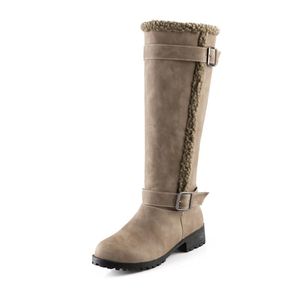 Knee aankomst Hoog Nieuwe 2020 Dames Ronde Toe Buckle Fashion Winter Boots Low Heel Casual Shoes Vrouw Big Size 43 56147