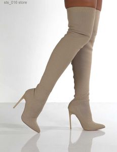 Knie-high high new sexy hakken dames schoenen veter winter warme maat 35-43 2021 Fashion Boots T230824 3743