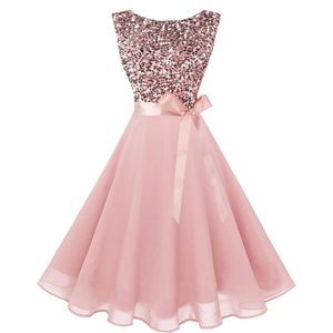 Robes de retour au genou Sequins Perger la mousseline Scoop Bow A-Line Plus Taille Cocktail Forme Cocktail Prom Prom Graudation Gowns HC21