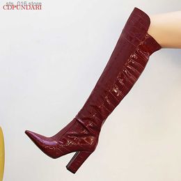 Rodilla sobre las mujeres High Thigh 2021 Sexy Heels Ladies Spring Autumn Boots Zapatos Mujer Mujer Planta Blanca T230824 409