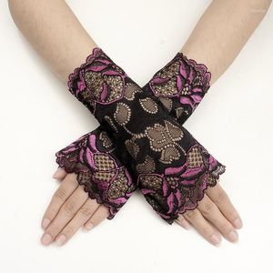 Genouillères 1 paire de gants demi-doigts en dentelle pour femmes, mode conduite, manches courtes, protection solaire, fête de danse, mitaines sans doigts