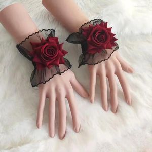 Genouillères 1 paire Vintage Rose fleur dentelle manchette mode poignet réglable manches à main décoration gants floraux