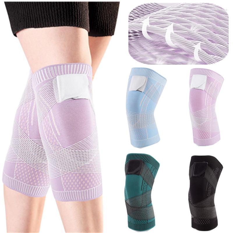 Knee Pads 1 PCS Compression Support Sleeve Protector Elastic Kneepad Brace Spring Volleyball Running Silicone Pad