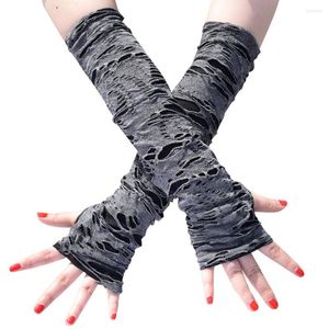 Knie pads 1Pair punk gotische zwarte vingerloze unisex lange handschoen sport gat handschoenen jazz disco wanten vrouwen mannen holte rock