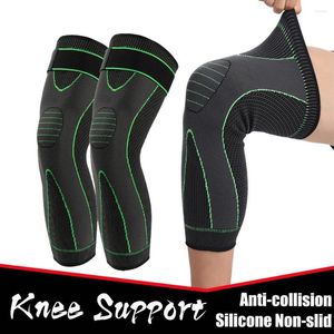 Knie-pads 1Pair Sports kniepads Hoge elastische siliconen Siliconen Non-slip Drukband Stabiliseer Patella Running Soccer Extended Pad Support