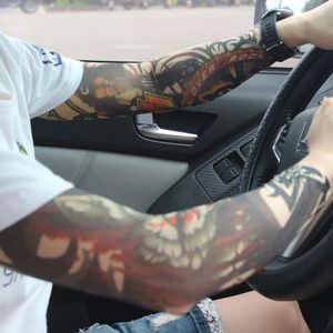 Kniebeschermers 1PC Nylon Elastisch Fake Tijdelijke Tattoo Sleeve Outdoor Rijden Rijden Sport Ijs Zijde Zon UV-bescherming Arm