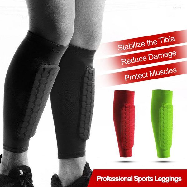 Genouillères 1 PC Sport Nid D'abeille Jambe Manches Anti-Collision Homme Compression Protection Chaussettes Sécurité Pour Basketball Football