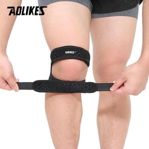 Genouillères 1 pièces AOLIKES sport genouillère Double rotule rotule Tendon sangle de soutien orthèse coussin protecteur ouvert bande d'enveloppement