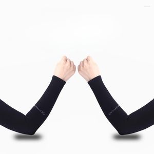 Genouillères 2 paires de manches en soie de glace pour hommes et femmes Protection UV extérieure bras de cyclisme écran solaire noir Plus blanc