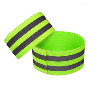 Genouillères 2 pièces bandes réfléchissantes bras ceinture lumière LED brassard sangle sécurité pour course de nuit Jogging cyclisme bracelet