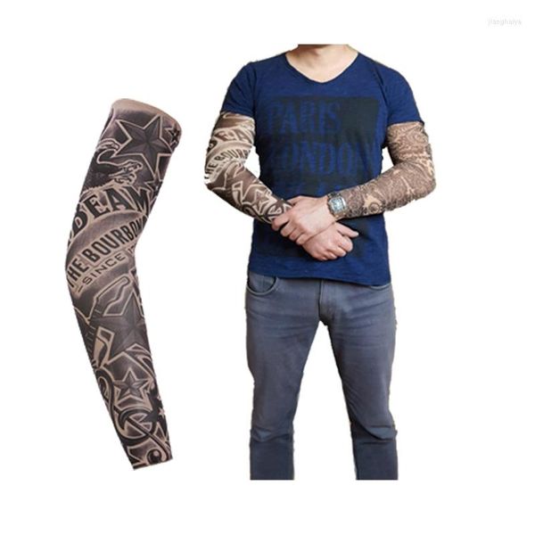 Rodilleras Impresión 3D Manga del tatuaje Mangas del brazo de las mujeres Calentadores Protección UV Hombre Verano Ciclismo al aire libre Protector solar Mangas Para Brazo