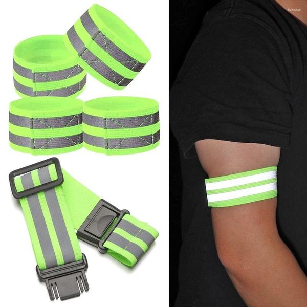 Genouillères 4cm Cyclisme Bandes Réfléchissantes Avertissement Brassard Réflecteur Bracelet Vélo Bind Strap Pantalon Main Jambe Sport Bande Vélo Alerte De Sécurité