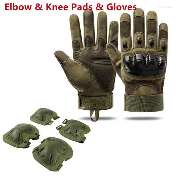 Genouillères 4pc gants tactiques coudière CS protecteur militaire armée chasse en plein air genouillère équipement de sécurité de protection