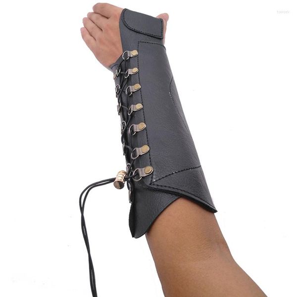 Rodilleras Protector de brazo de tiro con arco Protector de mano Brazaletes de antebrazo de cuero hechos a mano Proteger del rebote de la cuerda del arco