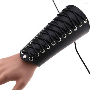 Rodilleras Brazalete De Cuero Punk Ancho Tiro Con Arco Protector De Brazo Viking Bracer Guantelete Pulsera Pulsera