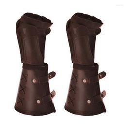 Genouillères en cuir artificiel Steampunk Bracer Long Gant Viking Poignet Garde Manchette Armure Médiévale Gauntlet Costume Cosplay Pour Hommes Femmes