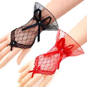 Rodilleras Mangas De Lazo Guantes Párrafo Corto Accesorios De Ropa De Encaje Vestido De Hilo De Red Medio Dedo Brazo Sin Dedos