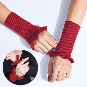 Rodilleras con puños desmontables, volantes tejidos, codera, funda para brazo falso, guantes para cicatrices, protección solar, Mangas femeninas