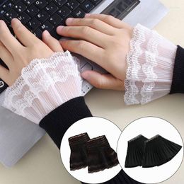 Genouillères Poignets Amovibles Dentelle Ruffles Manches Coudées Manchette Faux Bras Couverture Cicatrice Gants Protection Solaire Femme Transparent