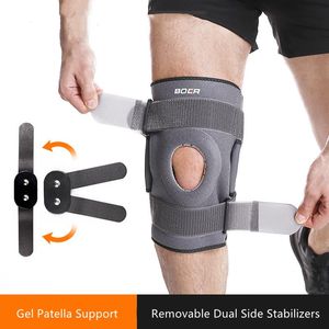 Knie pads elleboog 1 stks basketbal scharnierende brace ondersteuning gel patella pad bewaker protector riem riem dual side stabilisator meniscus traan artritis
