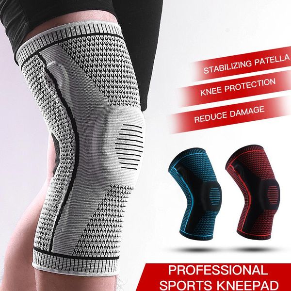 Genouillères Coude 1PCS Extérieur Compression Sports Silicone Ressort Respirable Pour Sport Soutien Genouillère Brace Course À Pied Randonnée Cyclisme