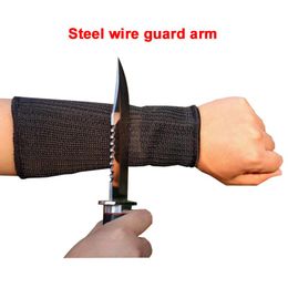 Genouillères coude 1 pièces manchon de bras de sécurité fil d'acier Anti-coupure anti-crevaison garde brassards protecteur travail couteau résistant gants