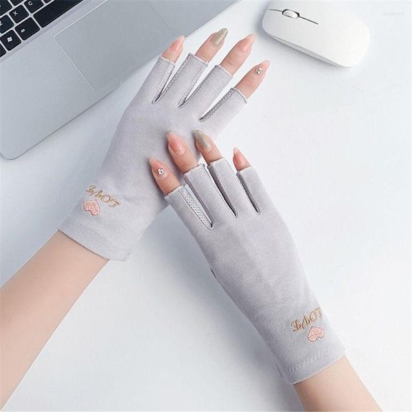 Rodilleras Moda Color sólido Verano Conducción Mitones cortos Guantes de medio dedo Protector solar Sin dedos