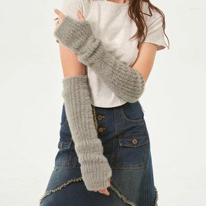 Kniebeschermers Mode Winter Arm Warmer Gebreide mouw Lange Vingerloze Handschoenen Voor Vrouwen Meisjes Casual Zachte Mitten Accessoires