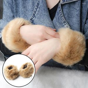 Rodilleras moda mujer invierno Faux Fur Cuff Sleevelet Color sólido elástico brazo calentador Oversleeve felpa muñeca Protector mangas-revestimientos