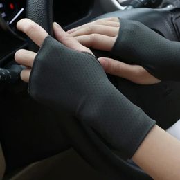 Knie pads half vinger dunne handschoenen UV bescherming ijs zijden zonnebrandcrème touchscreen rekbare vingerloze vrouwelijke mannelijke mannetje