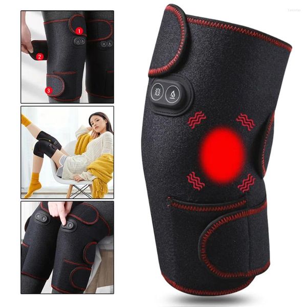 Genouillères coussin chauffant 3 niveaux de chaleur attelle chauffante 6 Vibrations réglables pour les douleurs articulaires soulagement de l'arthrite hommes femmes