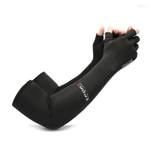 Genouillères Glace Soie Bras Manches Hommes Été Allonger Cyclisme Manchette Conduite Camouflage Antidérapant Cool Demi Doigt Crème Solaire Gants Femmes