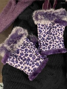 Knie pads Japanse leolard print streetwear warmer arm mouw vintage herfst winter houd warme handschoen dames y2k meisjes schattig vingerloos