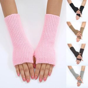 Genouillères Manches tricotées Bracelet sans doigts Accessoires de vêtements Bras chaud Automne et hiver Étudiants Gants demi-doigts féminins