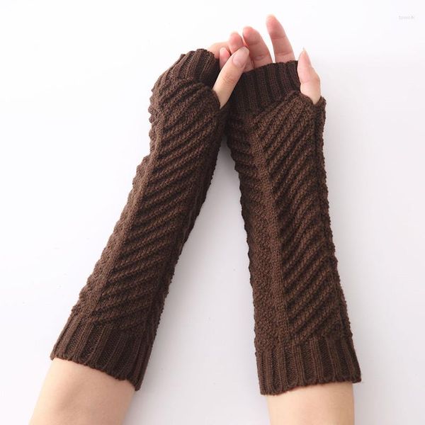 Rodilleras tejidas para invierno, calentadores de brazos para mujer, guantes largos y lisos sin dedos, mitones cálidos para mujer, funda con mangas con coderas