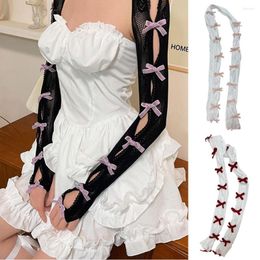 Kniebeschermers Lolita Kant Boog Vingerloze Handschoenen Gothic Elastisch Mesh Punk Gevlokt DIY Sjaal Zonnebrandcrème Mouw Kledingaccessoires