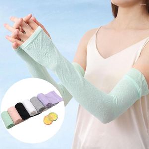 Genouillères longs gants Protection solaire main protecteur couverture bras manches glace soie crème solaire extérieur plus chaud demi-doigt