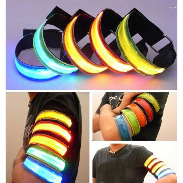 Rodilleras Correr de noche Brazalete Luz LED Deportes al aire libre USB Recargable Cinturón de seguridad Brazo Pierna Advertencia Muñequera Ciclismo Bicicleta Bicicleta