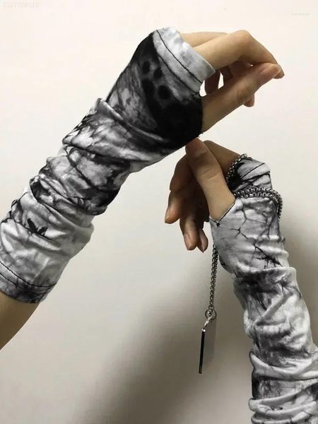 Genouillères Punk gothique unisexe Y2k, gants à manchette sans doigts, mitaine Ninja Cool pour femmes et hommes Grunge Hip Hop Harajuku Tie Dye