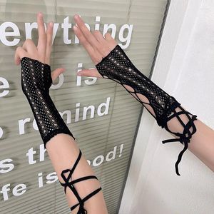 Kniebeschermers Retro Kant Kruisband Morsmouw Handmouwen Arm Warmer Punk Gothic Zonnebrandcrème Y2K Vrouwen Sexy Kous Lolita Accessoires