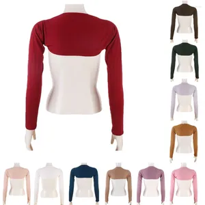 Kniebeschermers Effen Kleur Moslimvrouwen Eendelige mouwen Armcover Schouderophalen Bolero Hayaa Islamitische kleding Zon UV-bescherming Dragen onder T-shirt Top