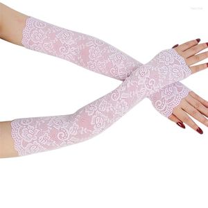 Knie-pads Zomer Lange-mouw Sun Beschermingshandschoenen voor vrouwen Mesh Lace UV Dunne fiets Ademend fietsendedarm Warmers Mouwen