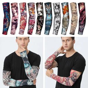 Genouillères chauffantes pour course à pied, basket-ball, Protection UV, refroidissement d'été, manches de bras à fleurs, couverture de tatouage solaire